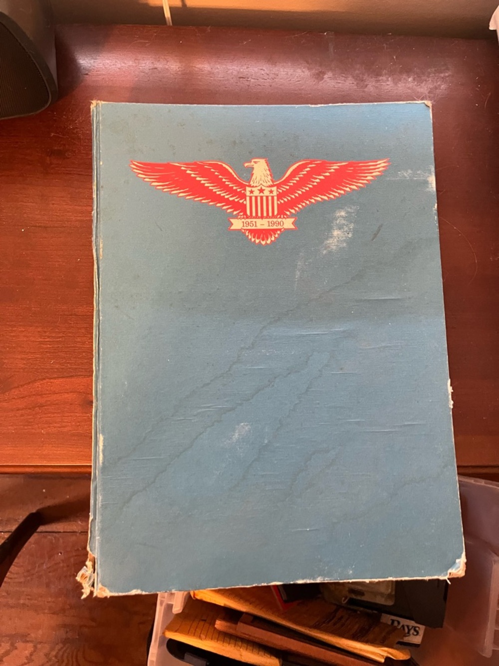 Vintage Blue Patriotic Eagle Hardcover Book